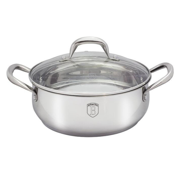 GARNEK PŁASKI ZE STALI NIERDZ. 32cm BERLINGER HAUS SILVER BELLY BH-1408