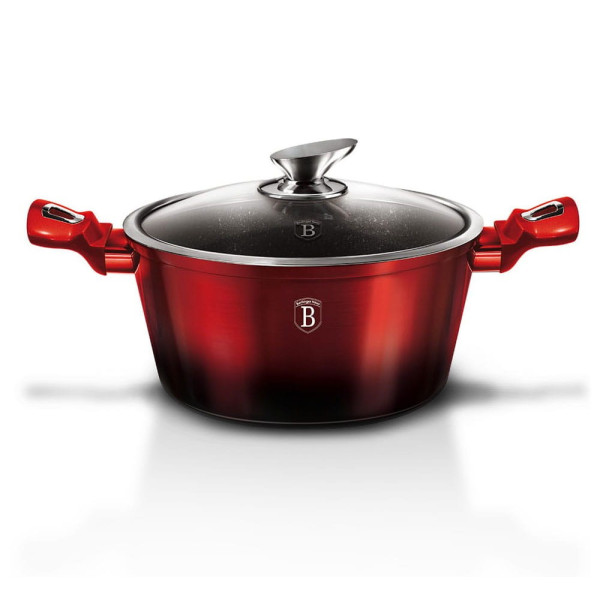 GARNEK Z POWŁOKĄ GRANITOWĄ 24cm 4.1L BERLINGER HAUS BLACK BURGUNDY BH-1628