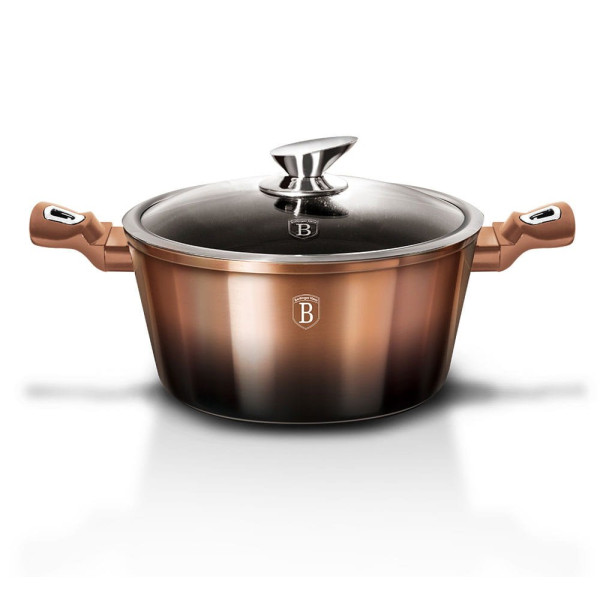 GARNEK Z POWŁOKĄ GRANITOWĄ 6.1L 28cm BERLINGER HAUS ROSE GOLD NOIR BH-6109