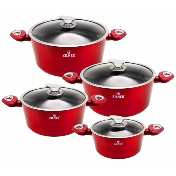 GARNKI z POWŁOKĄ GRANITOWĄ 8 EL. ZILNER CHERRY RED ZL-8551