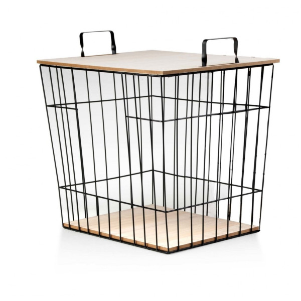 KOSZ METALOWY Z POKRYWĄ 47.5x36.5x47cm LOUIS MONDEX HTOP2777