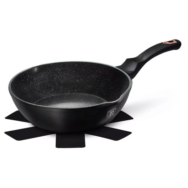 PATELNIA GRANITOWA 24CM WYLEWEKI GŁĘBOKA BERLINGER HAUS BLACK ROSE BH-6184