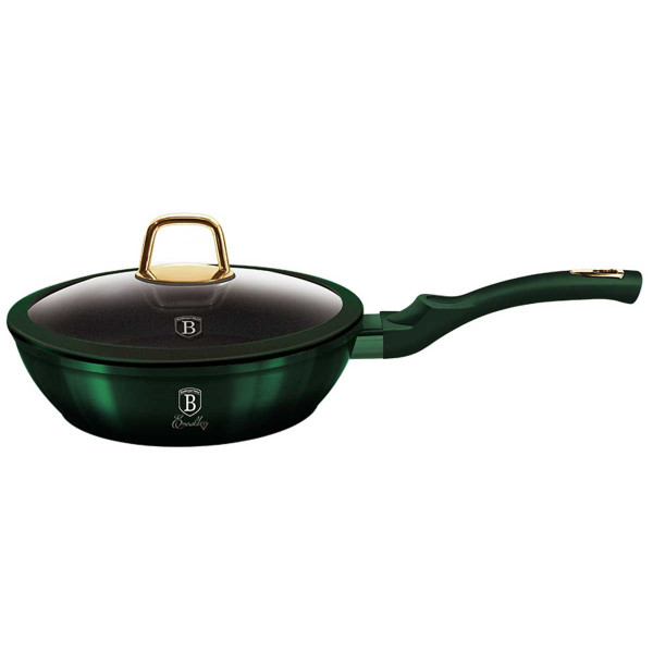 PATELNIA GRANITOWA 24CM Z POKRYWKĄ BERLINGER HAUS METALLIC LINE EMERALD BH-6049