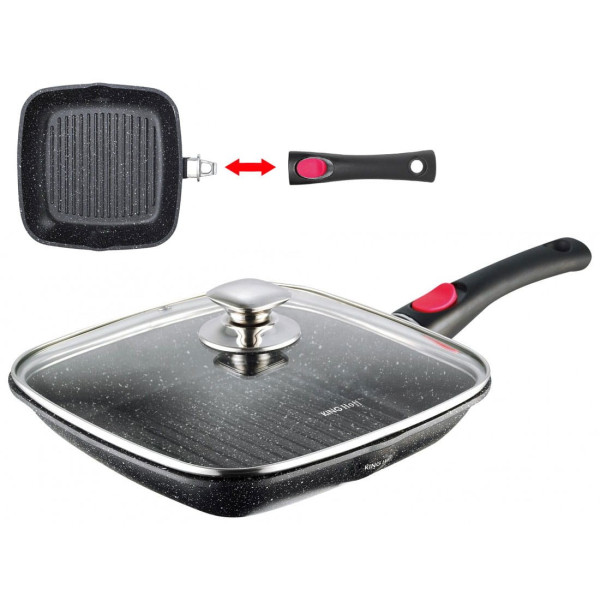 PATELNIA GRILLOWA GRANITOWA 24CM KINGHOFF KH-1510 ODŁ. UCHWYT
