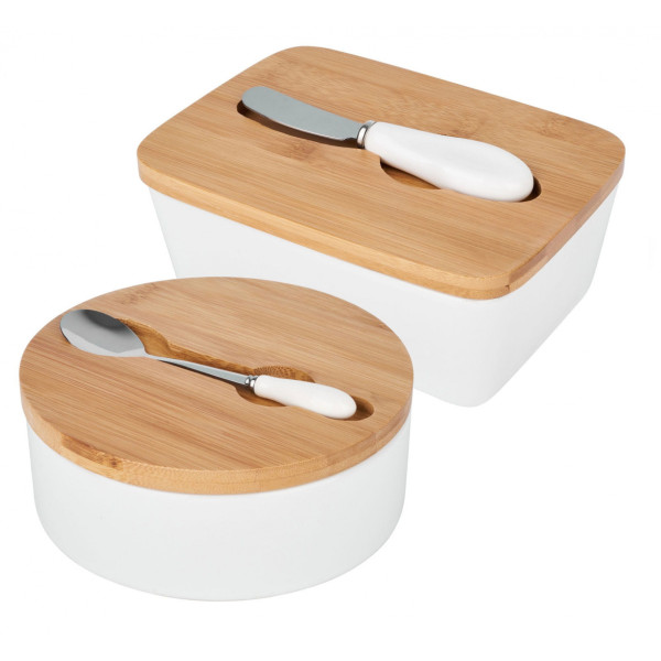 ZESTAW 2w1 MASELNICZKA i CUKIERNICA CERAMICZNA KONIGHOFFER 7594-7600 BIAŁY