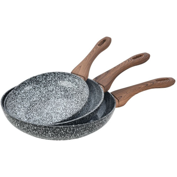 ZESTAW 3 PATELNI 20/24/28CM KiNGHOFF GRANIT WOOD KH-1030