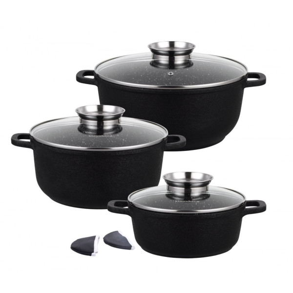 ZESTAW 3 GARNKÓW GRANITOWYCH 2.5L/ 4.3L/6.8L (8 ele.) KLAUSBERG CRACK DESIGN KB-7359