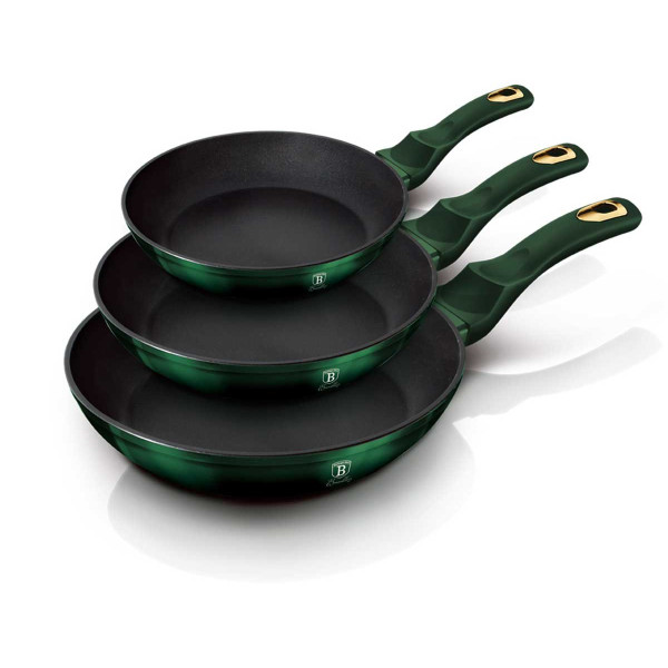ZESTAW 3 PATELNI GRANITOWYCH 20/24/28CM BERLINGER HAUS METALLIC EMERALD BH-6168