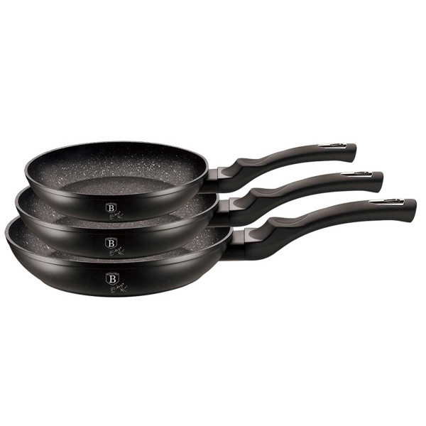 ZESTAW 3 PATELNI GRANITOWYCH BERLINGER HAUS BLACK SIVER BH-6159