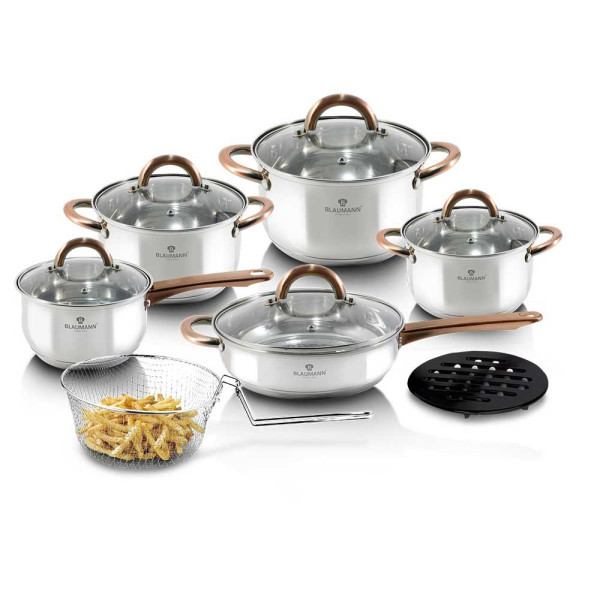 ZESTAW GARNKÓW ZE STALI NIERDZ. 13 EL. BLAUMANN GOURMET LINE BL-3244