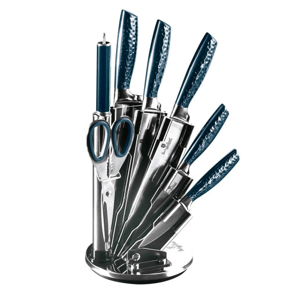 ZESTAW NOŻY W STOJAKU 8 EL. BERLINGER HAUS METALLIC LINE AQUAMARINE BH-2460