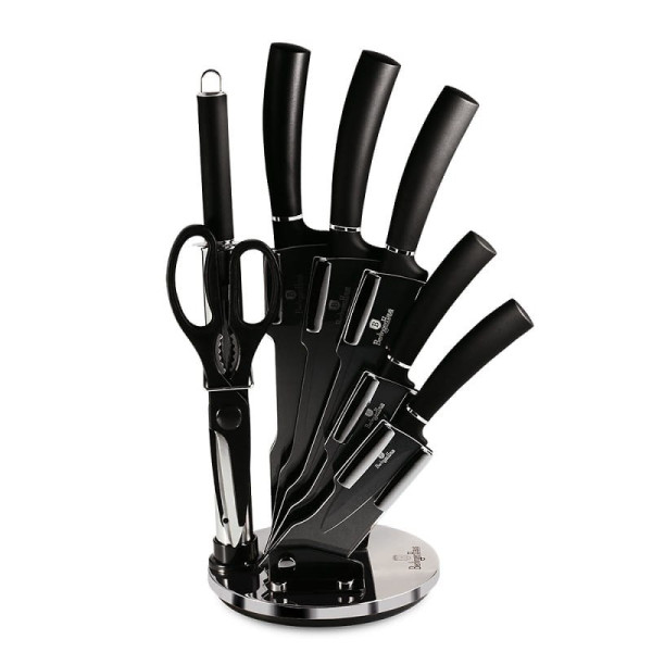 ZESTAW NOŻY W STOJAKU 8 EL. BERLINGER HAUS BLACK SILVER BH-2565