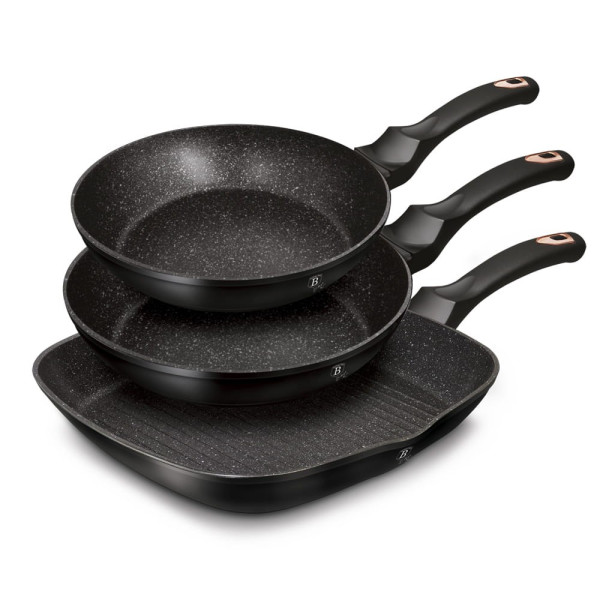 ZESTAW PATELNI 3-EL. 20/24/28cm BERLINGER HAUS BLACK ROSE BH-6156