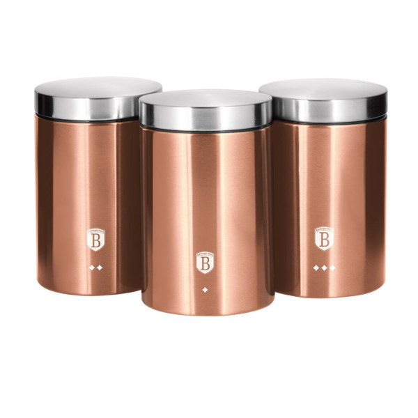ZESTAW 3 POJEMNIKÓW KUCHENNYCH ROSE GOLD METALLIC LINE BH-1605