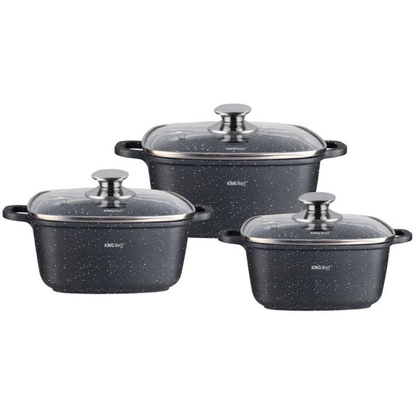 ZESTAW 3 GARNKÓW KWADRATOWYCH 2,8 , 4,4 , 6.5L KINGHOFF KH-1607