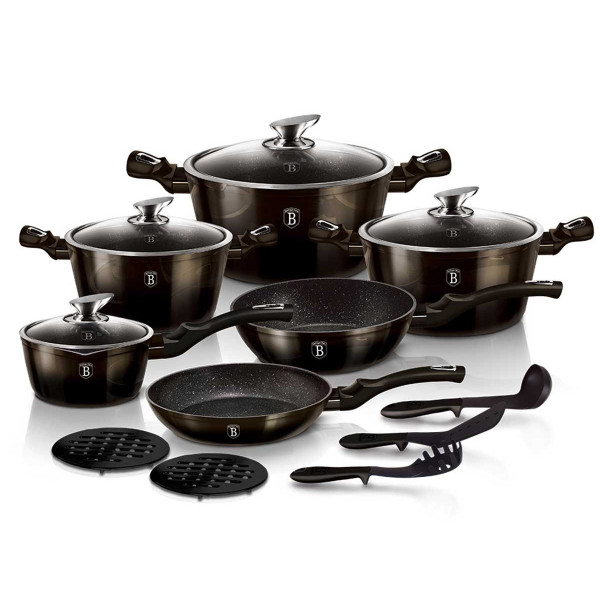 GARNKI BERLINGER HAUS 18 ELE METALLIC SHINY BLACK BH-6614