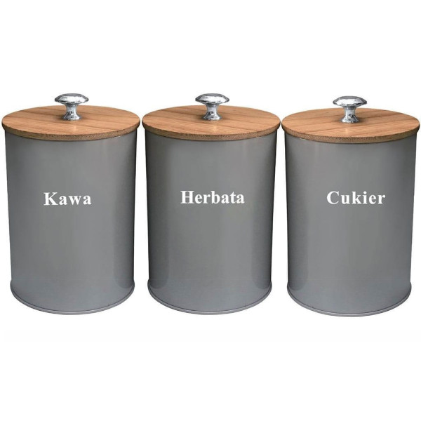 KOMPLET 3 POJEMNIKÓW KAWA HERBATA CUKIER KRISBERG KS-2649 / 2732