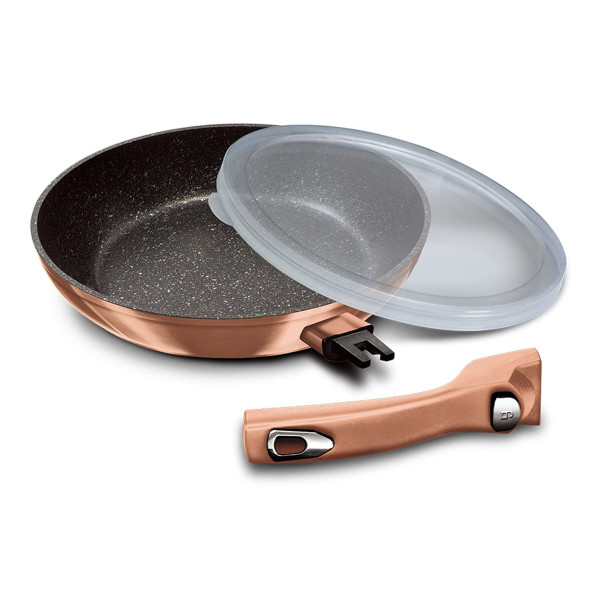 PATELNIA GRANITOWA Z ODPINANĄ RĄCZKĄ 24cm BERLINGER HAUS ROSE GOLD BH-1948
