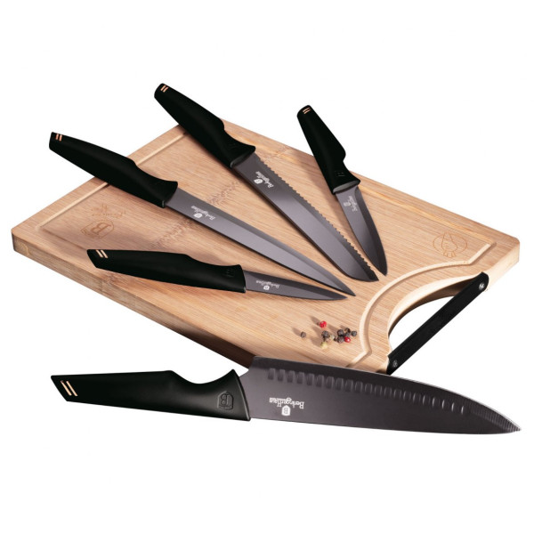 ZESTAW NOŻY Z DESKĄ 6 ELE. BERLINGER HAUS BLACK ROSE BH-2708