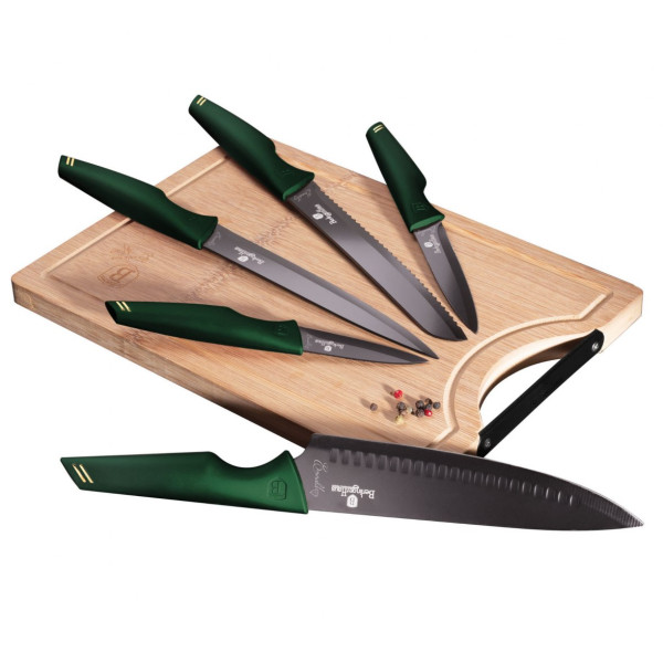 ZESTAW NOŻY Z DESKĄ 6-ele BERLINGER HAUS EMERALD LINE BH-2706