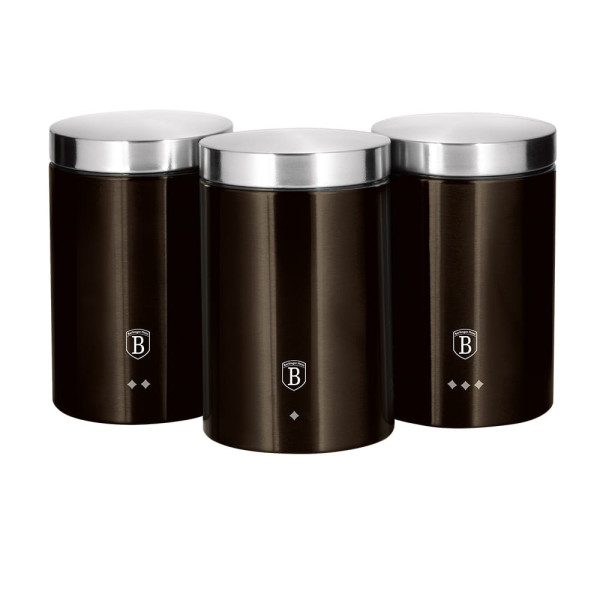 ZESTAW 3 POJEMNIKÓW KUCHENNYCH BERLINGER HAUS SHINY BLACK BH-6828