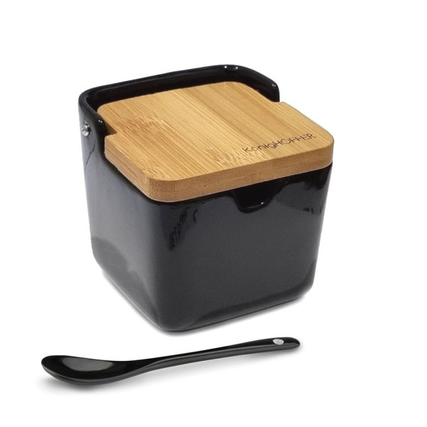 CUKIERNICA CERAMICZNA Z ŁYŻECZKĄ 270ML KONIGHOFFER KG-0531 CZARNA