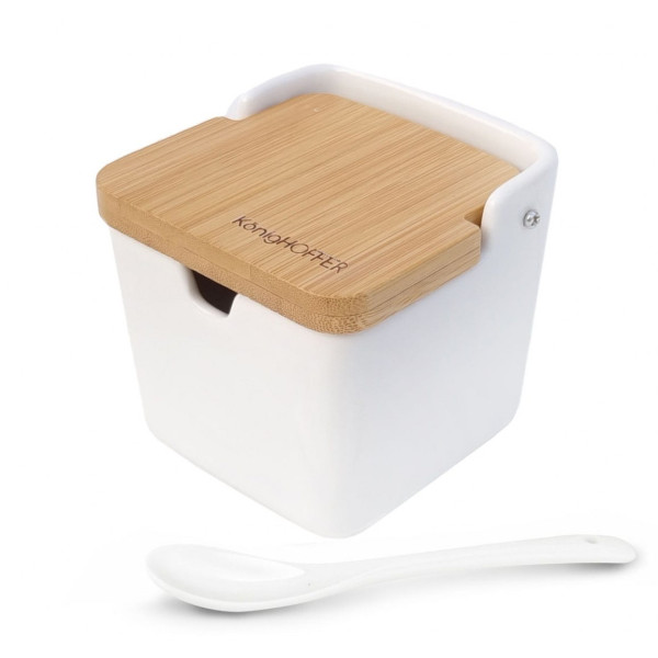 CUKIERNICA CERAMICZNA Z ŁYŻECZKĄ 270ML KONIGHOFFER 0524 BIAŁA