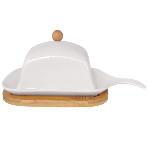 MASELNICZKA PORCELANOWA Z DREWNIANĄ PODSTAWĄ KONIGHOFFER KG-0616