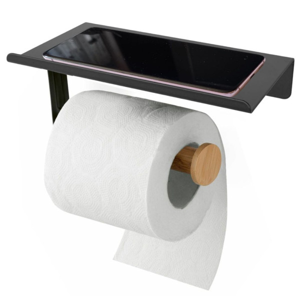 UCHWYT NA PAPIER TOALETOWY Z PÓŁKĄ TADAR TD-4981 CZARNY