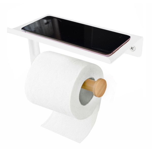 UCHWYT NA PAPIER TOALETOWY Z PÓŁKĄ TADAR TD-4998 BIAŁY