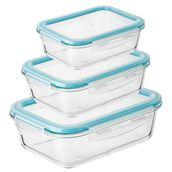 ZESTAW 3 SZKLANYCH POJEMNIKÓW KUCHENNYCH 350 / 600 / 1000ML KONIGHOFFER LARGO KG-2079