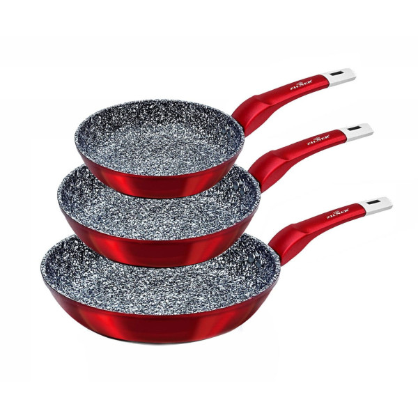 ZESTAW 3 PATELNI 20 24 28CM MARMUROWO-CERAMICZNE ZILNER STONETEC BURGUND ZL-2028B