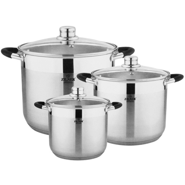 ZESTAW 3 GARNKÓW STALOWYCH 4.1L 5.6L 7.2L STOCK POT ZILNER ZL-7360