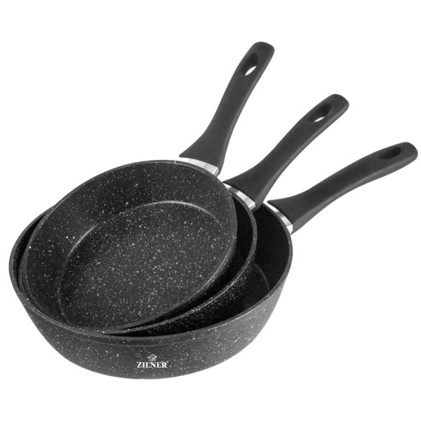 ZESTAW PATELNI GŁĘBOKICH MARMUROWYCH 14 / 16 / 18CM ZILNER ZL-7719