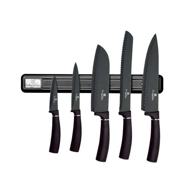 ZESTAW NOŻY Z LISTWĄ MAGNETYCZNĄ 6-ELE BERLINGER HAUS CARBON PRO BH-2682