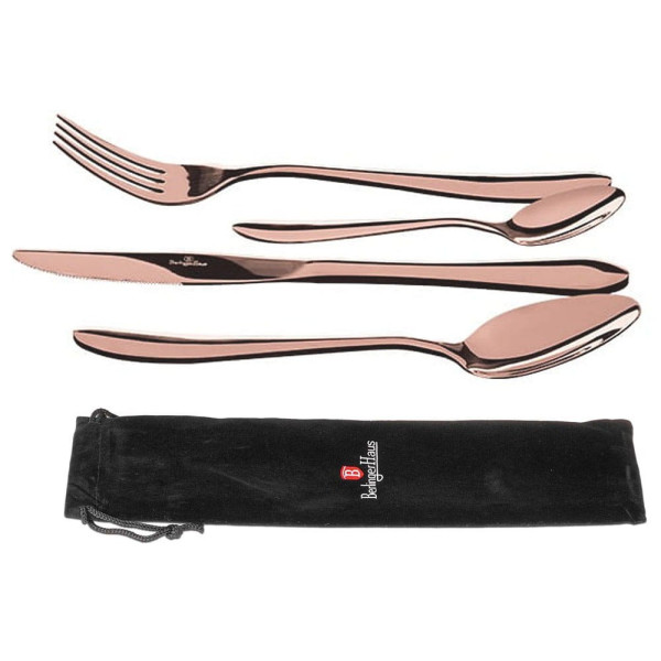 ZESTAW SZTUĆCÓW 4 EL. Z POKROWCEM BERLINGER HAUS ROSEGOLD BH-2727