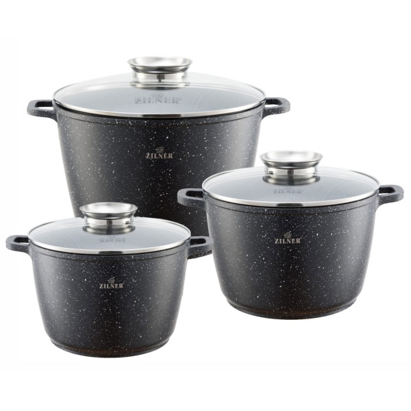 ZESTAW 3 GARNKÓW MARMUROWYCH 14L + 10L + 6.2L WYSOKI ZILNER ZL-8558