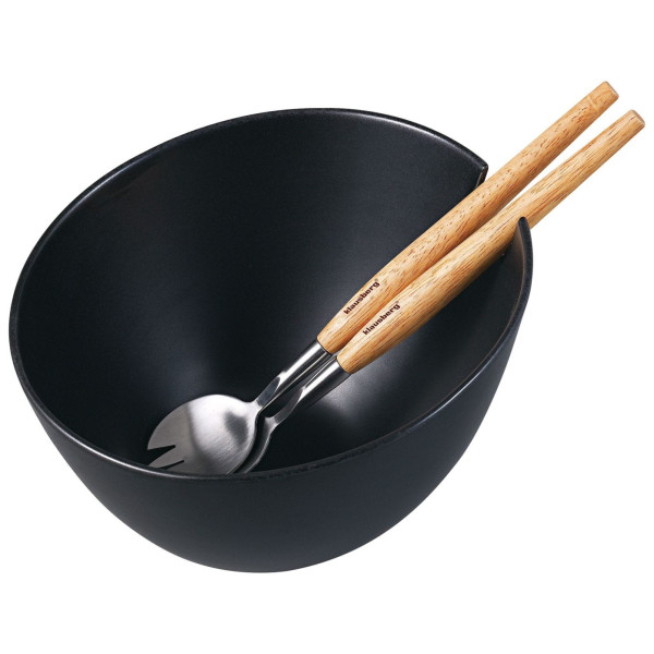 PORCELANOWA MISA 23cm DO SAŁATEK Z ŁYŻKAMI KLAUSBERG KB-7786 CZARNA