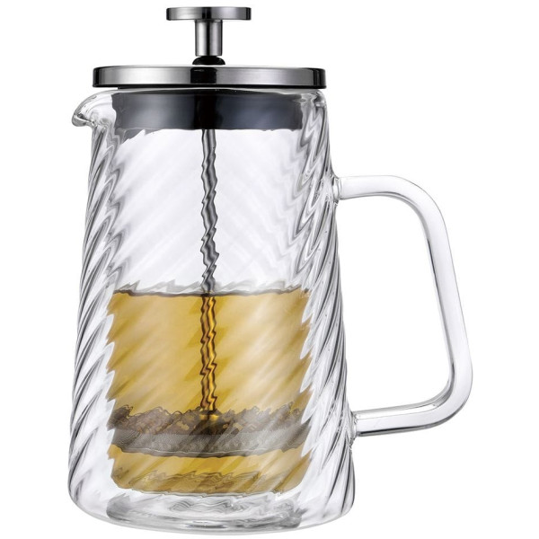 ZAPARZACZ DO KAWY HERBATY SZKLANY 1000ML FRENCH PRESS KLAUSBERG KB-7764 SREBRNY